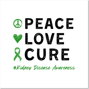 Peace Love Cure Kidney Disease Awareness Day Dialysis Nurse Posters and Art